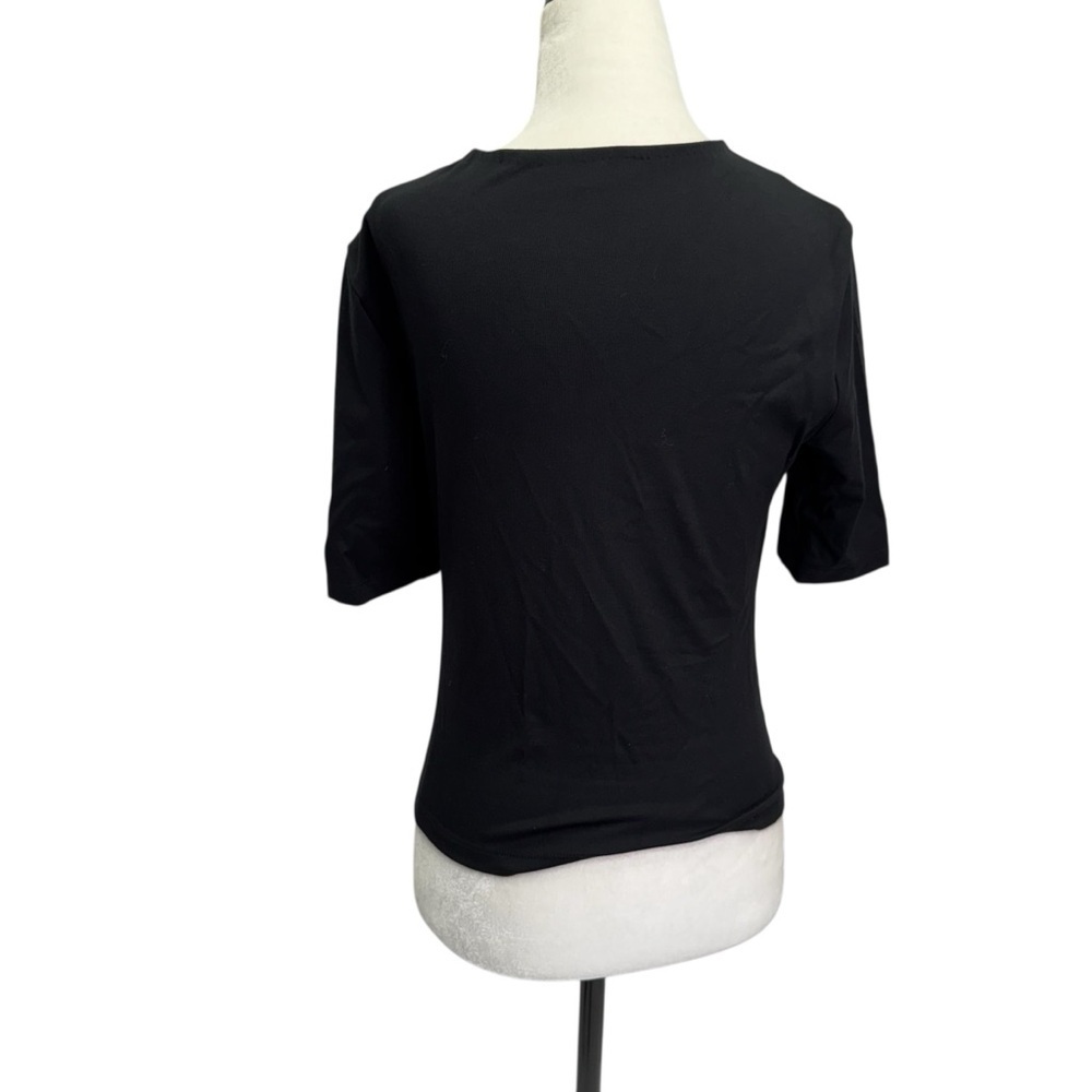 Club Monaco Black Short Sleeve Twist Front T-shirt Top Size S - Picture 4 of 7